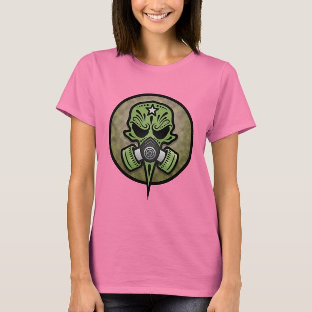 Gas Mask Sugar Skull T-Shirt (Front)
