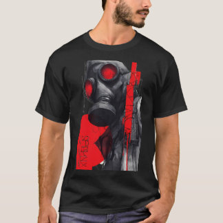 Gas Mask Trash Polka Red Black Grunge T-Shirt