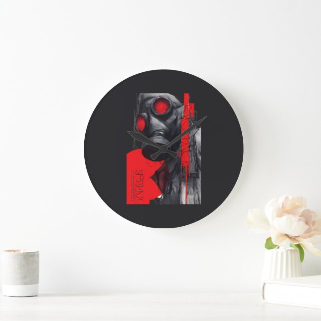 Gas Mask Trash Polka Red Black Wall Clock (Home)