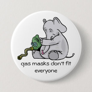 Gas Masks Elephant Button