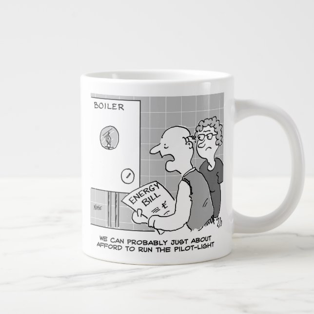 Gas Price Shock Energy Bill and Boiler Pilot Light Large Coffee Mug (Right)