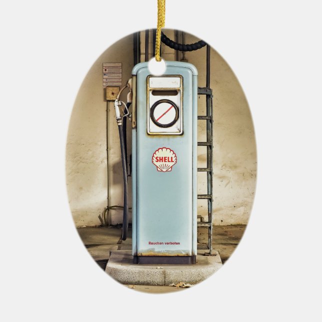 gas-pump ceramic tree decoration (Front)