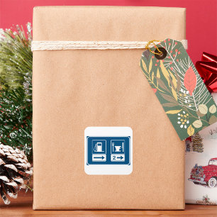 Gas Station and Diner Blue Retro Road Sign Square Sticker