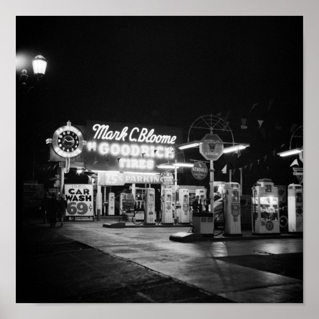 Gas Station At Night - Hollywood California - 1942 Poster (Front)
