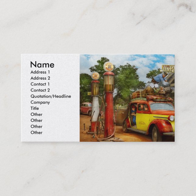 Gas Station - Fresh delivery to Pie Town 1940 Business Card (Front)