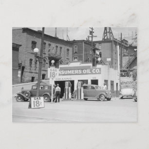 Gas Station in Montana, 1939 Postcard