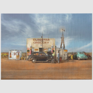 Gas Station - In the middle of nowhere 1940 Tissue Paper