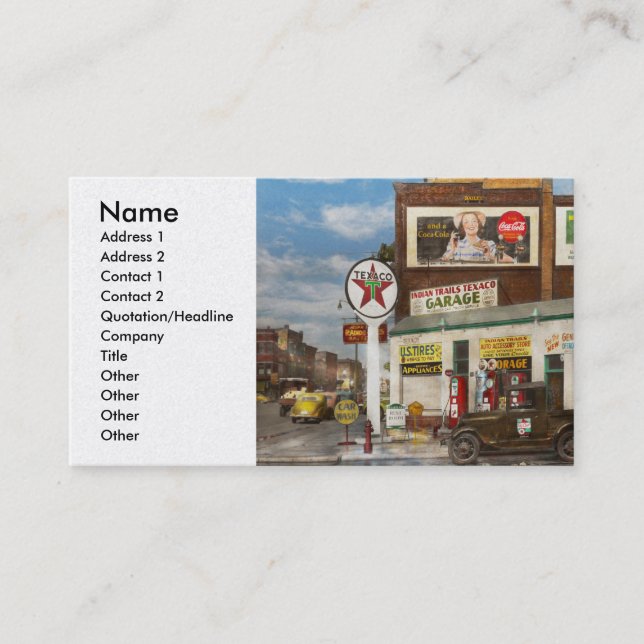 Gas Station - Indian Trails gas station 1940 Business Card (Front)