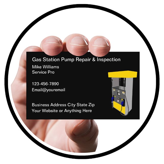 Gas Station Pump Repair And Service Business Cards (Creator Uploaded)