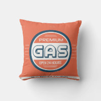 Gas Station Retro Label Designer Accent Pillows