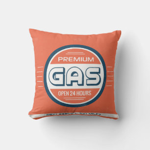 Gas Station Retro Label Designer Accent Pillows