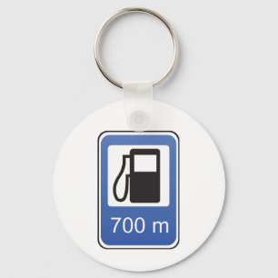 Gas Station Road Sign Keychain
