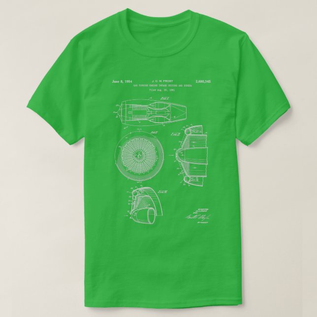 Gas turbine engine 1954 patent white  T-Shirt (Design Front)