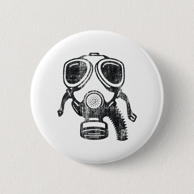 gasmask 6 cm round badge (Front)