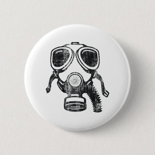 gasmask 6 cm round badge