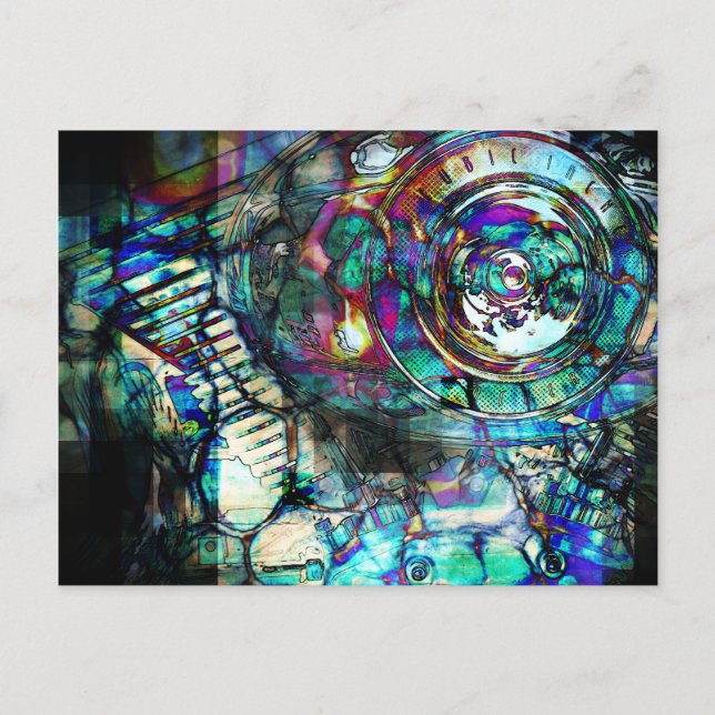 Gasoline Motorcycle Engine Postcard (Front)