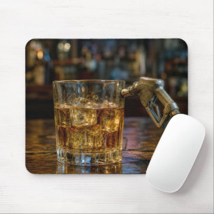 Gasoline Nozzle in a Whiskey Glass Mouse Pad