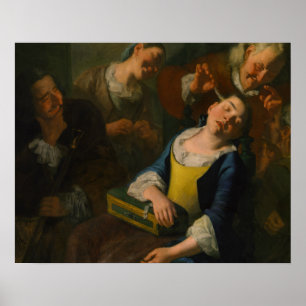 Gaspare Traversi - Teasing a Sleeping Girl Poster