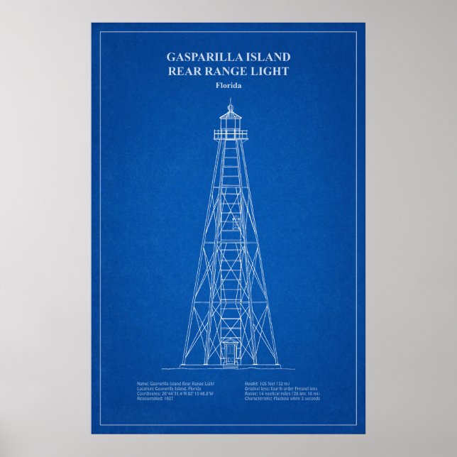 Gasparilla Island Rear Range Light - Florida - AD Poster (Front)