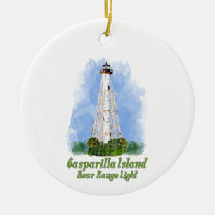 Gasparilla Island Rear Range Light - Florida Ceramic Tree Decoration
