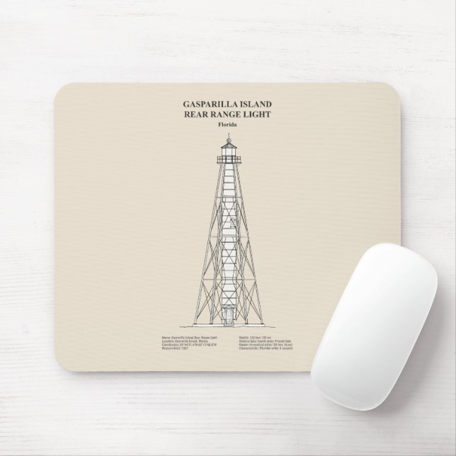 Gasparilla Island Rear Range Light - Florida - SBD Mouse Pad (With Mouse)