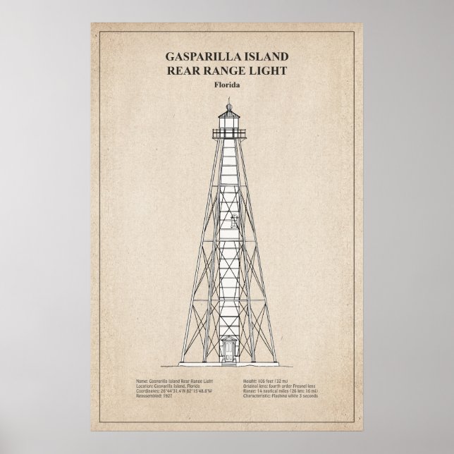 Gasparilla Island Rear Range Light - Florida - SBD Poster (Front)