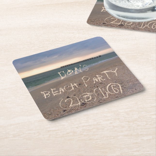 Gasparilla Island Sunset Square Paper Coaster (Angled)