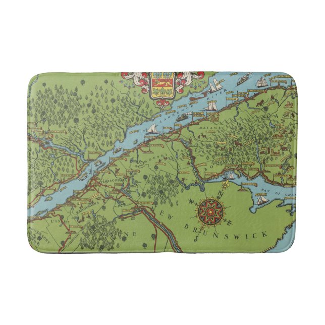 Gaspe Peninsula, Canada Map Bath Mat (Front)