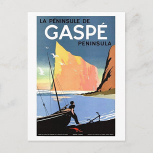 Gaspé Peninsula, fisherman on the coast, vintage Postcard
