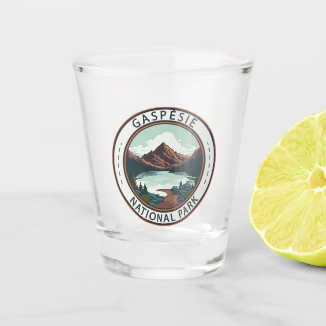 Gaspésie National Park Canada Badge Shot Glass (Front)