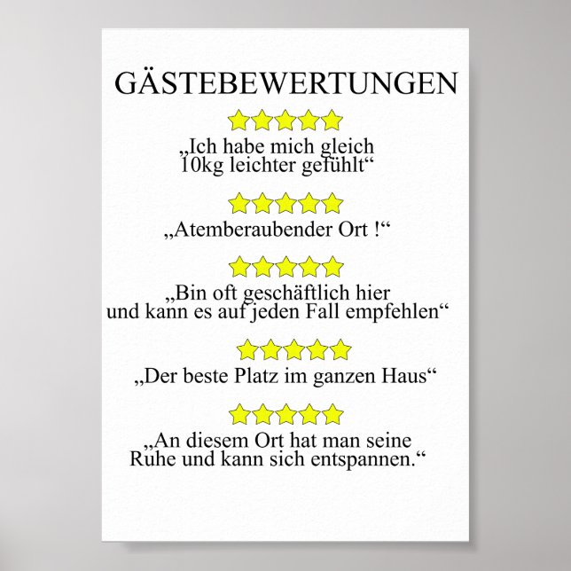 Gästebwertung WC - Gäste Toilette Poster (Front)