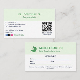 Gastroenterology Clinic Business   Appointment Card