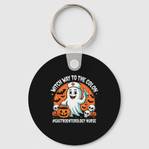 Gastroenterology Nurse Funny Halloween Ghost Nurse Key Ring