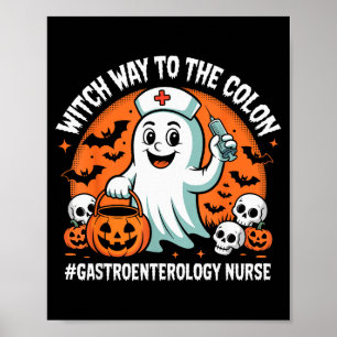 Gastroenterology Nurse Funny Halloween Ghost Nurse Poster