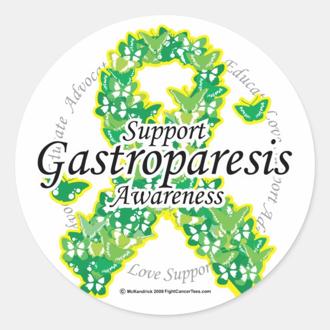 Gastroparesis Butterfly Ribbon Classic Round Sticker (Front)