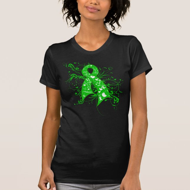 Gastroparesis Floral Swirls Ribbon T-Shirt (Front)