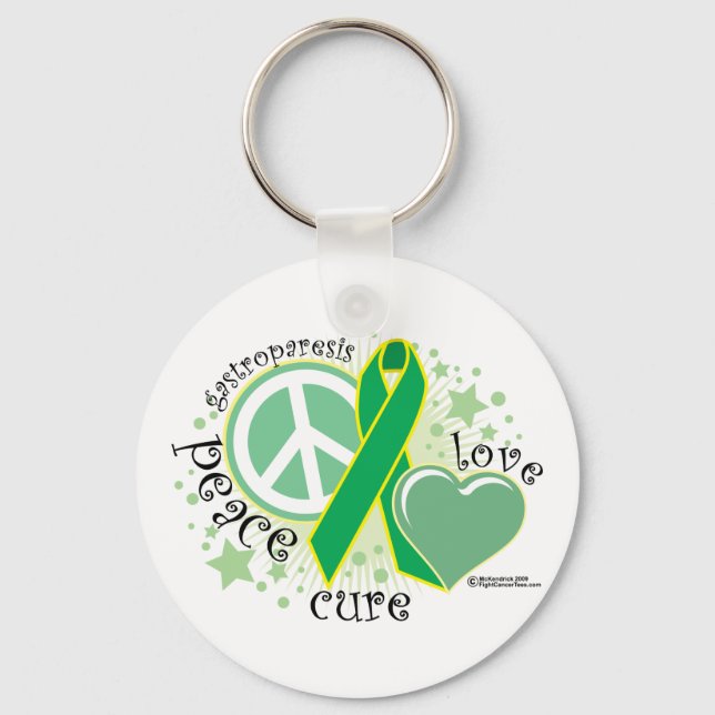 Gastroparesis Peace Love Cure Key Ring (Front)