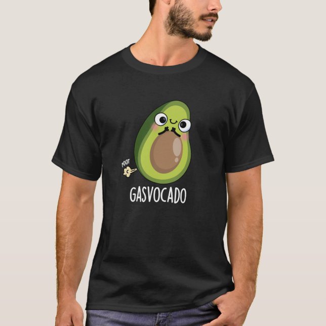 Gasvocado Funny Farting Avocado Pun Dark BG T-Shirt (Front)