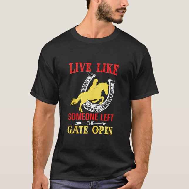 Gate Open Horseshoe Horse T-Shirt (Front)