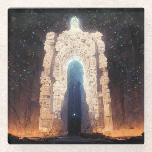 Gate To Eternity Fantasy Sci-Fi Art Glass Coaster (Front)