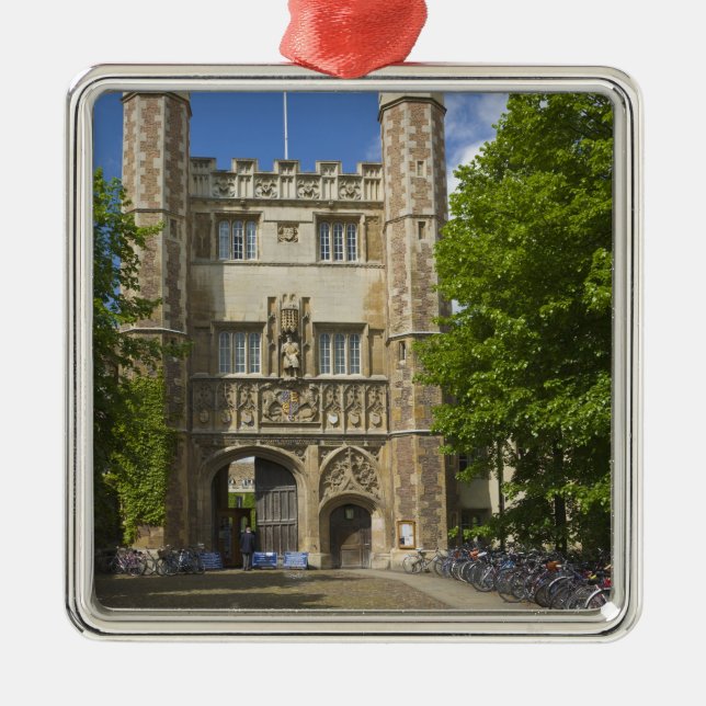 Gate to Trinity College and rows of bicycles, Metal Tree Decoration (Front)