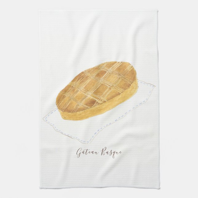 Gâteau Basque watercolor Tea Towel (Vertical)