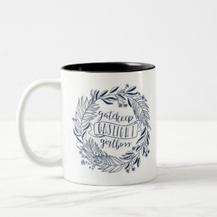 Gatekeep Gaslight Girlboss Two-Tone Coffee Mug