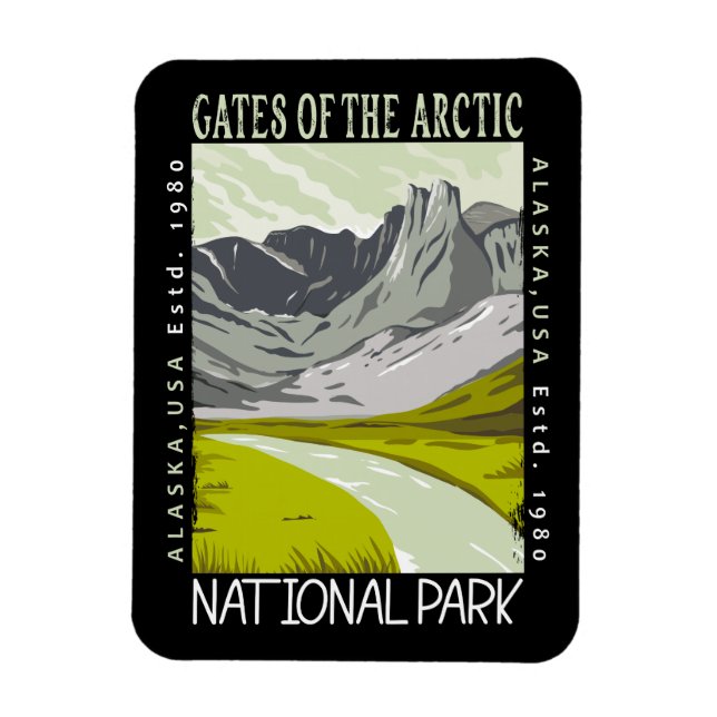 Gates of the Arctic National Park Retro Distressed Magnet (Vertical)