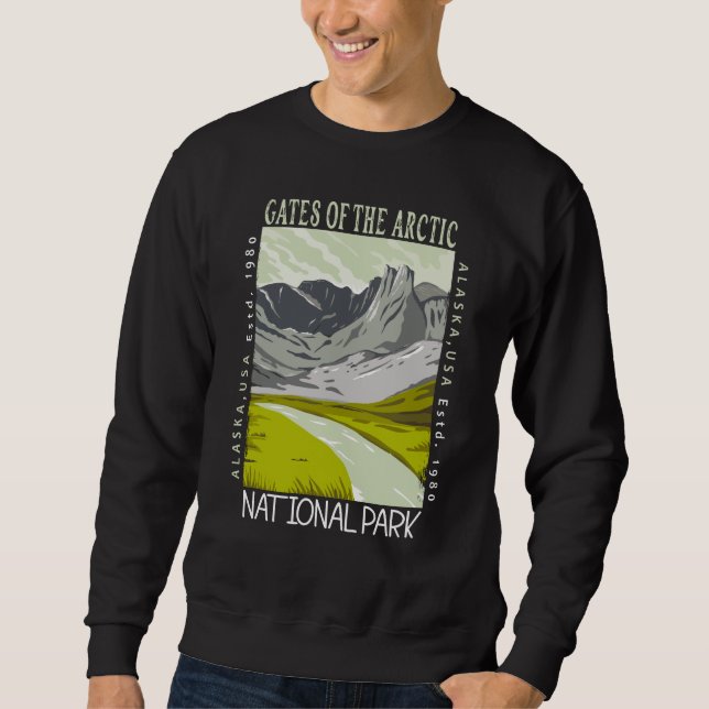 Gates of the Arctic National Park Retro Distressed Sweatshirt (Front)