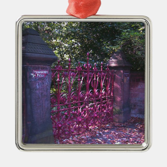 Gates to Strawberry Fields Liverpool Metal Tree Decoration (Front)