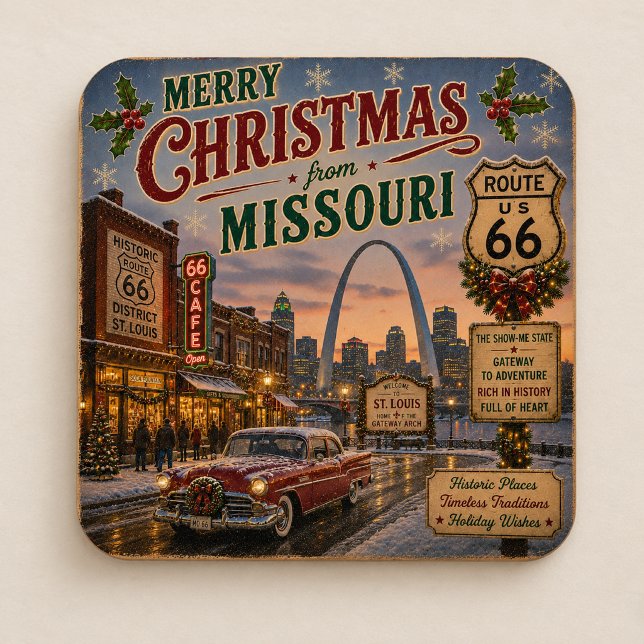 Gateway Arch Holiday Table Accent Square Paper Coaster (Creator Uploaded)