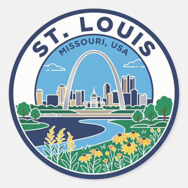 Gateway Arch Missouri Classic Round Sticker (Front)