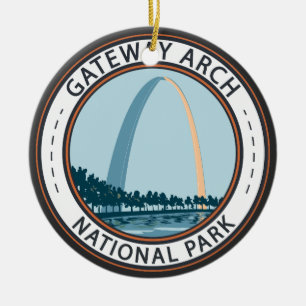 Gateway Arch National Park Badge Ceramic Tree Decoration