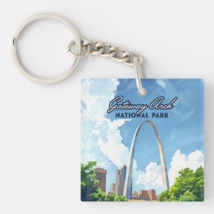 Gateway Arch National Park Missouri St Louis Retro Key Ring